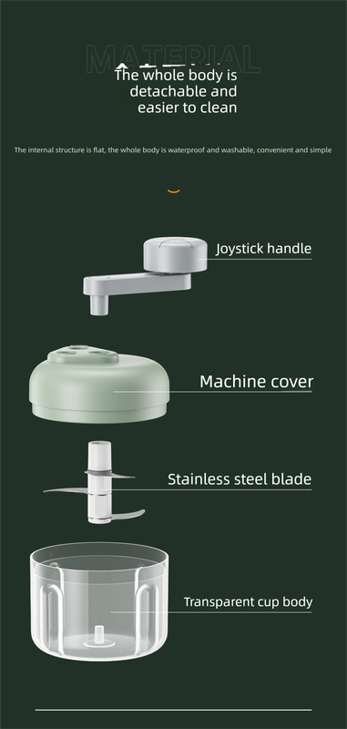 Manual Garlic Chopper & Food Processor 250ml Portable 3-Speed Hand-Crank Mincer - Green Large Capacity Edition V888-ELOSUNG44823