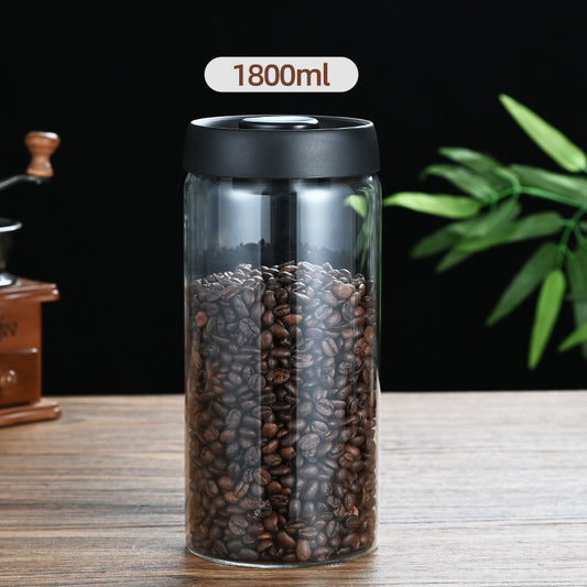 1800ml Extra Large Vacuum Sealed Glass Canister - One-Press Airtight Food Storage Jar - Tall Borosilicate V888-ELOSUNG44829