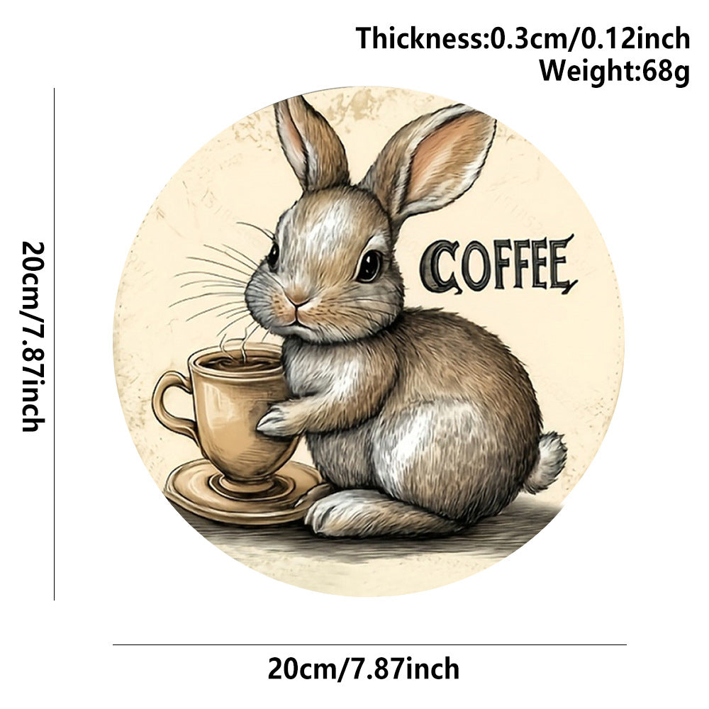 3 PCS Easter Wooden Hanging Signs Round Wall Decor Bunny and Egg Designs 20cm Front Door Plaque V888-ELOSUNG44839