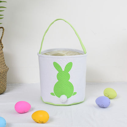 Personalised Easter Bunny Basket Hand-Embroidered Canvas Tote - Soft Green Bunny Ear Candy Bag & Storage V888-ELOSUNG44855
