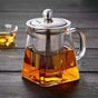 350ml Heat-Resistant Glass Teapot with Stainless Steel Infuser Square Base Stovetop Safe Loose Leaf Tea Maker V888-ELOSUNG44865