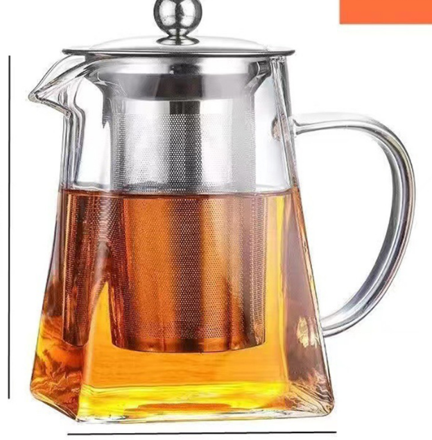 750ml Heat Resistant Glass Teapot with 304 Stainless Steel Infuser Thickened Square Base Loose Leaf Tea Maker V888-ELOSUNG44868