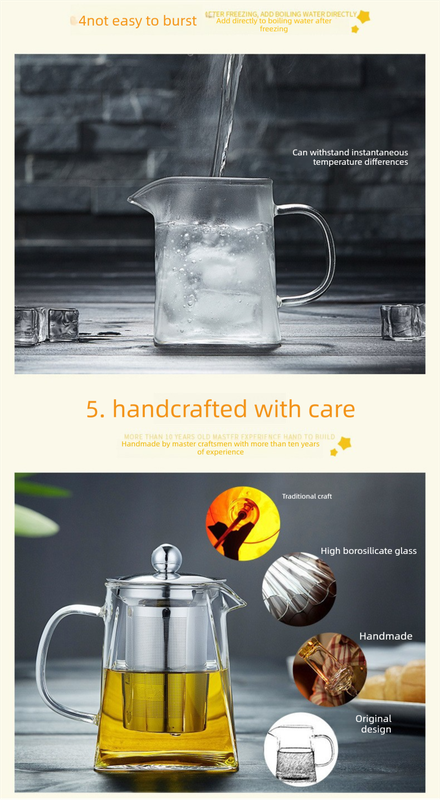 1300ml Extra Large Heat Resistant Glass Teapot with 304 Stainless Steel Infuser Thickened Base Loose Leaf Tea V888-ELOSUNG44870