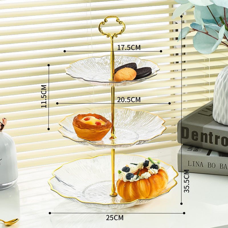 3-Tier Modern Fruit & Snack Stand - White Reinforced Tiered Platter with Durable Iron Art Support for Home, V888-ELOSUNG44888