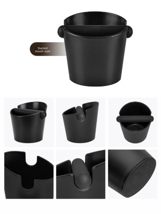 Compact Espresso Knock Box Angled Coffee Grounds Waste Bin with Anti-Slip Base and Rubber Bar for Home V888-ELOSUNG44911