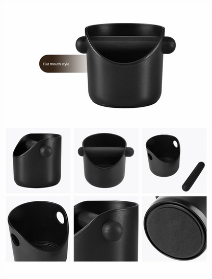 Compact Flat Mouth Espresso Knock Box Coffee Grounds Waste Bin with Anti-Slip Base and Rubber Bar for Home V888-ELOSUNG44912