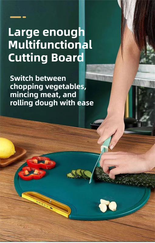 35X35CM Thickened Circular Standable Cutting Board - Food-Grade Double-Sided Kitchen Board with Space-Saving V888-ELOSUNG45000