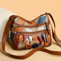 Lightweight PU Leather Pleated Shoulder Bag with Contrast Color Patchwork - Multi-Zipper Large Capacity V888-ELOSUNG45001