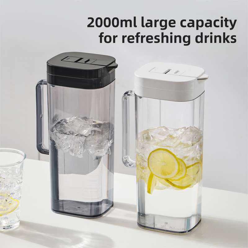 White 2000ML Leak-Proof Flip-Top Cool Water Pitcher for Refrige Door - Cold/Heat-Resistant Stylish Iced Tea V888-ELOSUNG45010