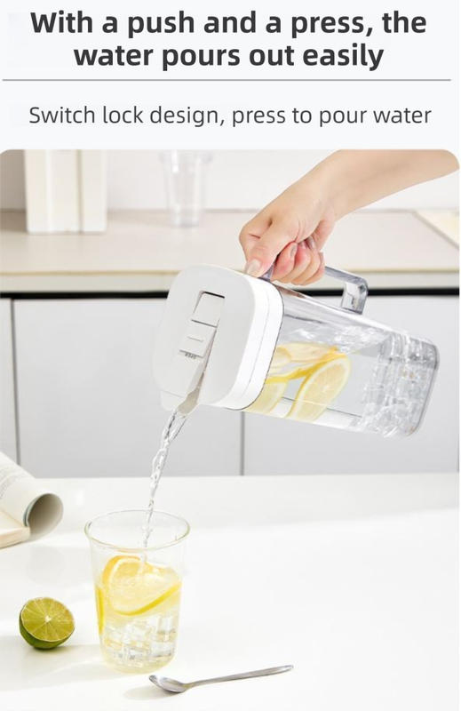 White 2000ML Leak-Proof Flip-Top Cool Water Pitcher for Refrige Door - Cold/Heat-Resistant Stylish Iced Tea V888-ELOSUNG45010