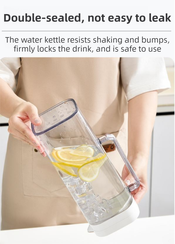Black 2000ML Leak-Proof Flip-Top Cool Water Pitcher for Refrige Door - Cold/Heat-Resistant Stylish Iced Tea V888-ELOSUNG45011