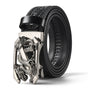 Black 120CM Men's Genuine Cowhide Vintage Carved Belt with Sliver Dragon Design Automatic Sliding Buckle V888-ELOSUNG45014