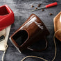 Coffee European Style Ceramic Chocolate & Cheese Melter Set - 200ml Mini Melting Mug & Fork V888-ELOSUNG45049