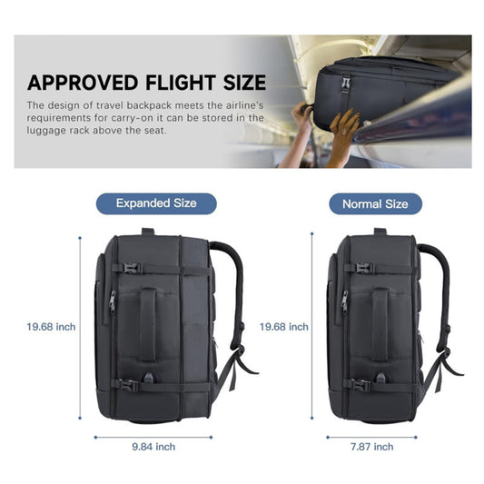 Black Expandable 17-Inch Laptop Travel Backpack with USB Port - Durable TSA Friendly Carry-on Luggage Bag V888-ELOSUNG45061