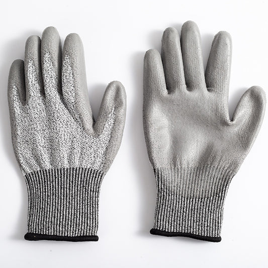 2-Pair Grey Level 5 Cut Resistant Work Glove - Anti-Abrasion & Anti-Puncture Protective Gloves (L Size) V888-ELOSUNG45068