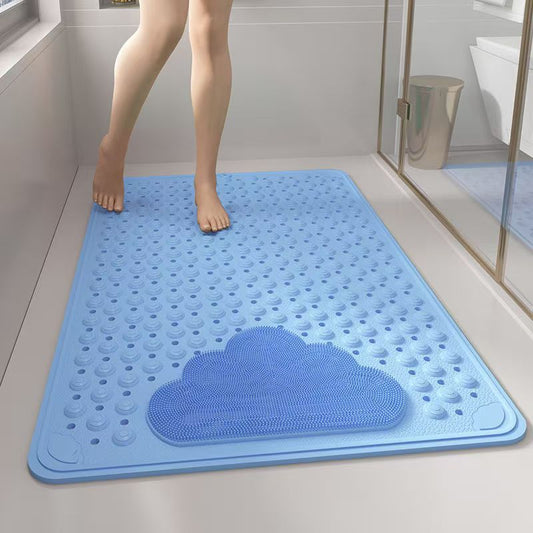 Blue Eco-Friendly Bath Mat with Massage Points - Anti-Slip Suction Cup Safety Bathroom Rug (M Size 75.5X44x2 V888-ELOSUNG45071