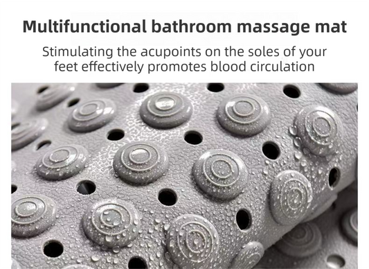 Blue Eco-Friendly Bath Mat with Massage Points - Anti-Slip Suction Cup Safety Bathroom Rug (L Size 86.5X53x2 V888-ELOSUNG45072