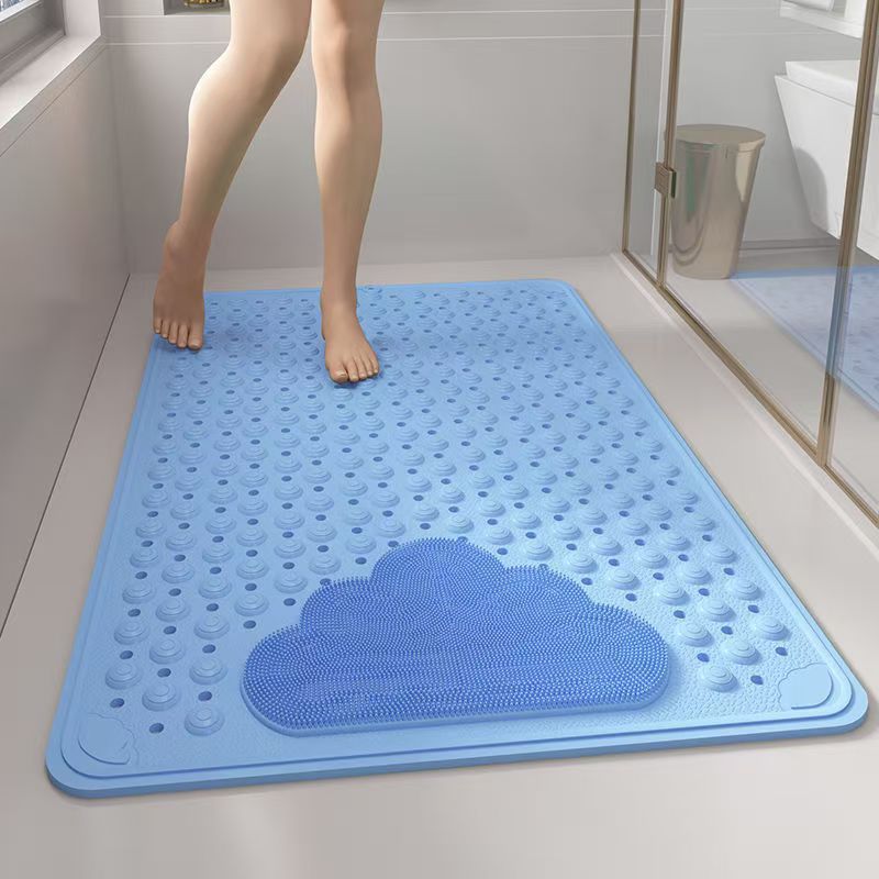 2-Pack Blue Eco-Friendly Bath Mat with Massage Points - Anti-Slip Suction Cup Safety Bathroom Rug (L Size V888-ELOSUNG45075