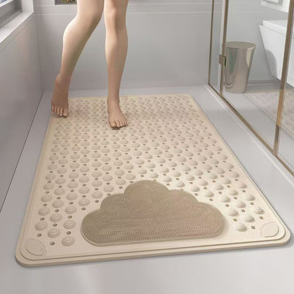 2-Pack Khaki Eco-Friendly Bath Mat with Massage Points - Anti-Slip Suction Cup Safety Bathroom Rug (L Size V888-ELOSUNG45087