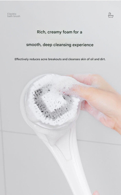 Grey Electric 360 degreesRotating Shower Brush with Long Handle for Back Scrubbing(43CM) - IPX7 Waterproof & V888-ELOSUNG45099