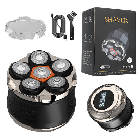 Black Men's 6D Magnetic Rotary Head Shaver for Wet/Dry Use - Professional Electric Bald Head Shaver & Beard V888-ELOSUNG45108