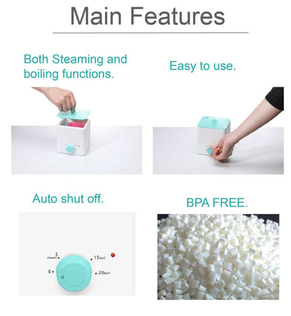 Green Portable 2-in-1 High-Temperature Steam & Boiling Sterilizer for Silicone Period Cups - Automatic V888-ELOSUNG45133