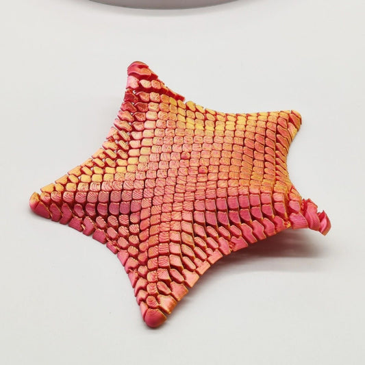 Red-Gold 3D-Printed Articulated Starfish Fidget Toy for Stress Relief - Eco-Friendly 12cm Sensory Toy for V888-ELOSUNG45139