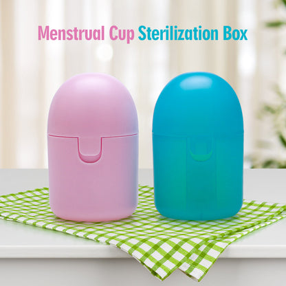 2PCS Reusable Medical Grade Silicone Menstrual Cup(L Size) & 2PCS Matching Sterilizer Box - Microwave Safe V888-ELOSUNG45155