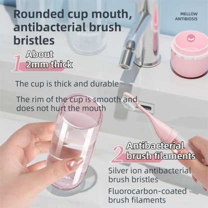 Pink Portable 2-in-1 Travel Toothbrush/Toothpaste Organizer & Mouthwash Cup - Lightweight and Durable Crystal V888-ELOSUNG45159