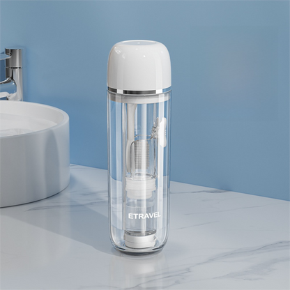 White Portable 2-in-1 Travel Toothbrush/Toothpaste Organizer & Mouthwash Cup - Lightweight and Durable V888-ELOSUNG45160