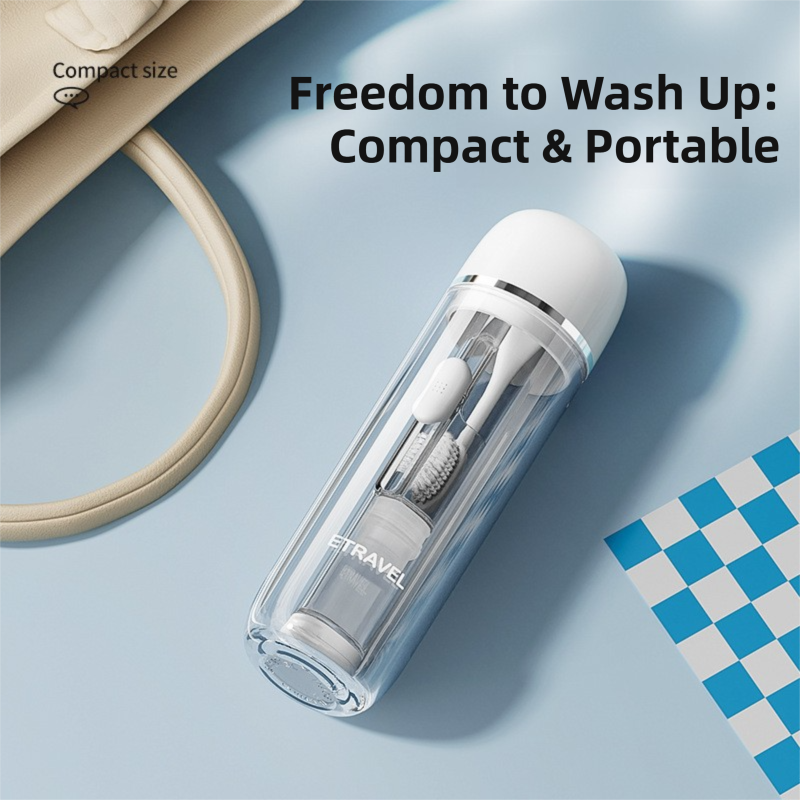 Grey Portable 2-in-1 Travel Toothbrush/Toothpaste Organizer & Mouthwash Cup - Lightweight and Durable Crystal V888-ELOSUNG45161