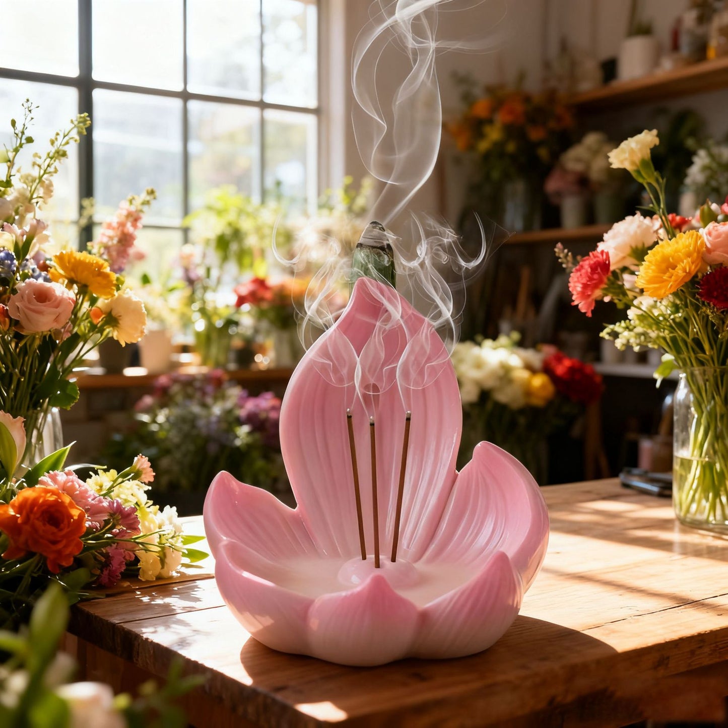 Pink Zen Lotus Waterfall Backflow Aroma Diffuser - Premium Elegant Resin Craft for Meditation & Yoga, 10cm V888-ELOSUNG45162
