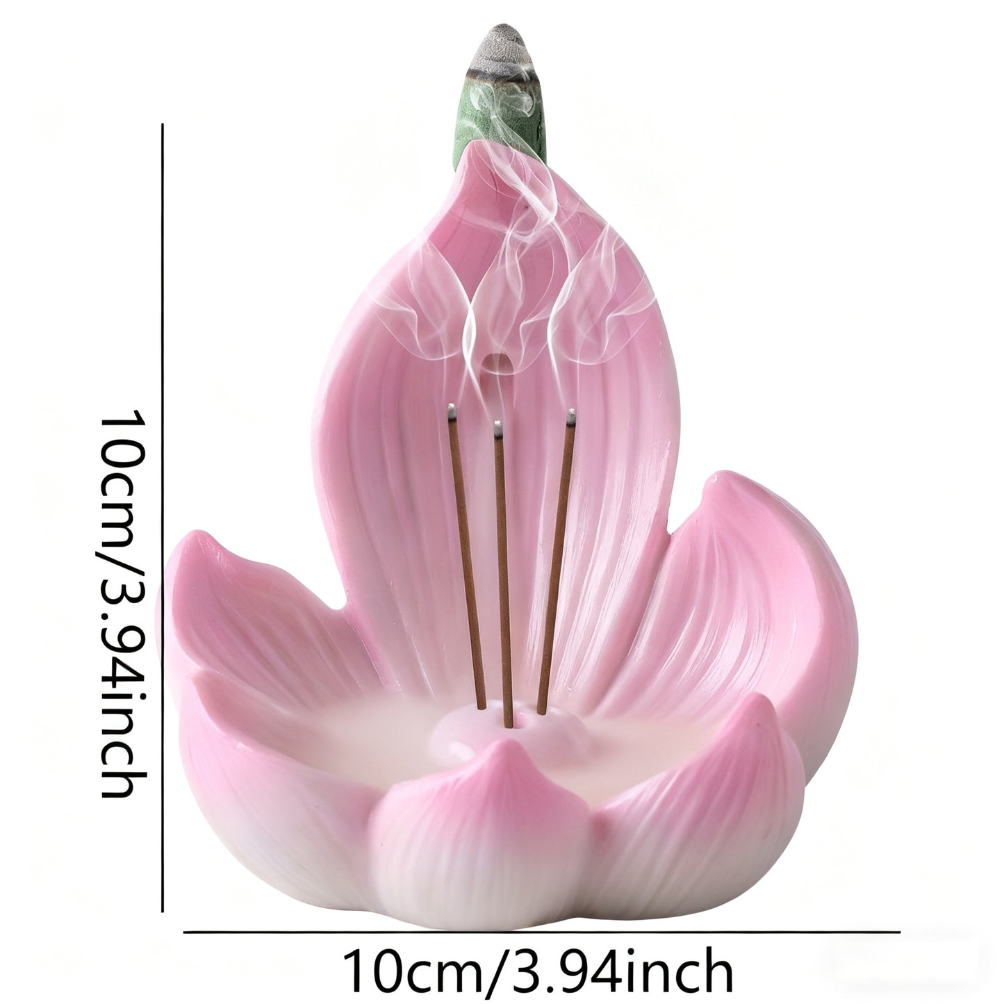 Pink Zen Lotus Waterfall Backflow Aroma Diffuser - Premium Elegant Resin Craft for Meditation & Yoga, 10cm V888-ELOSUNG45162