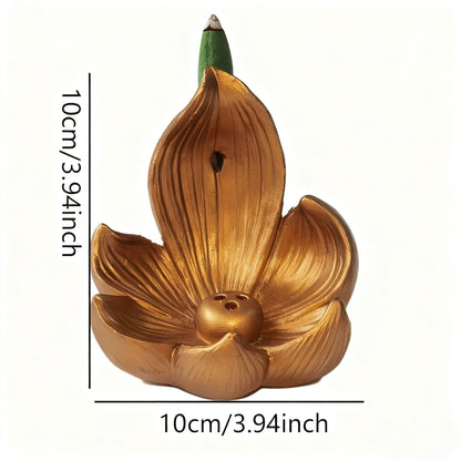 Gold Zen Lotus Waterfall Backflow Aroma Diffuser - Premium Elegant Resin Craft for Meditation & Yoga, 10cm V888-ELOSUNG45165