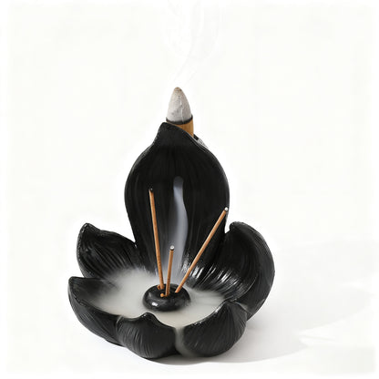 Gold Zen Lotus Waterfall Backflow Aroma Diffuser - Premium Elegant Resin Craft for Meditation & Yoga, 10cm V888-ELOSUNG45165