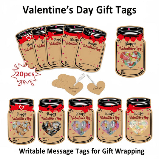 20PCS Valentine's Day Drift Bottle Shaped Gift Card Set - Premium Coated Paper Greeting Card for Family / V888-ELOSUNG45166