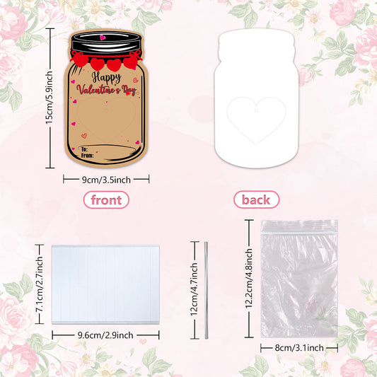 20PCS Valentine's Day Drift Bottle Shaped Gift Card Set - Premium Coated Paper Greeting Card for Family / V888-ELOSUNG45166