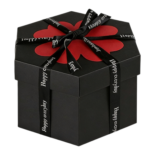 Black Hexagon 4-Layer 12-Pocket Explosion Gift Box(DIY) - Creative Handmade Photo Album & Scrapbook for V888-ELOSUNG45170