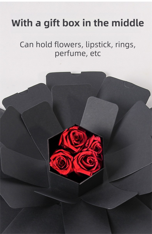 Black Hexagon 4-Layer 12-Pocket Explosion Gift Box(DIY) - Creative Handmade Photo Album & Scrapbook for V888-ELOSUNG45170