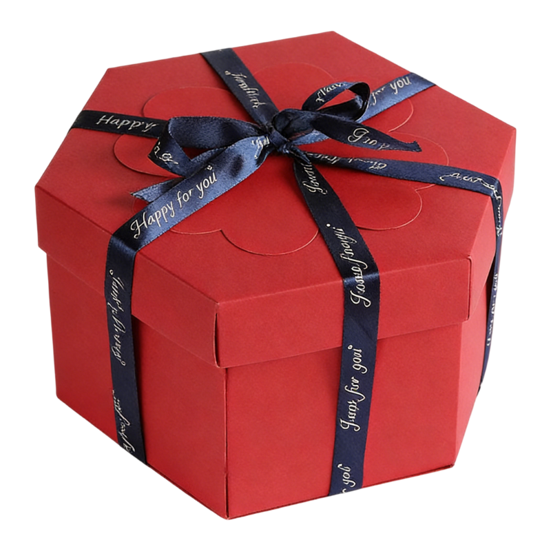 Red Hexagon 4-Layer 12-Pocket Explosion Gift Box(DIY) - Creative Handmade Photo Album & Scrapbook for V888-ELOSUNG45172
