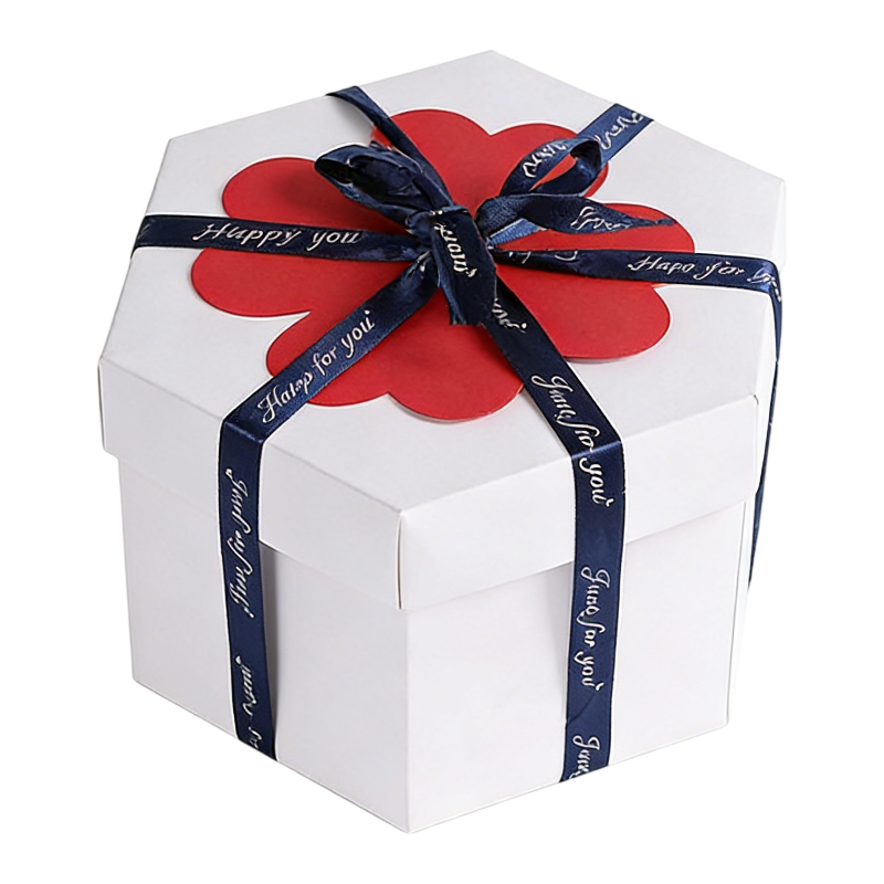 White Hexagon 4-Layer 12-Pocket Explosion Gift Box(DIY) - Creative Handmade Photo Album & Scrapbook for V888-ELOSUNG45174