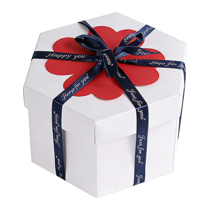 White Hexagon 4-Layer 12-Pocket Explosion Gift Box(DIY) - Creative Handmade Photo Album & Scrapbook for V888-ELOSUNG45174
