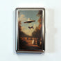 Retro Metal Card Cash & Cigarette Case with Fixed Clip - UFO Artistic Slim Wallet (10.3X6X2cm) V888-ELOSUNG45179