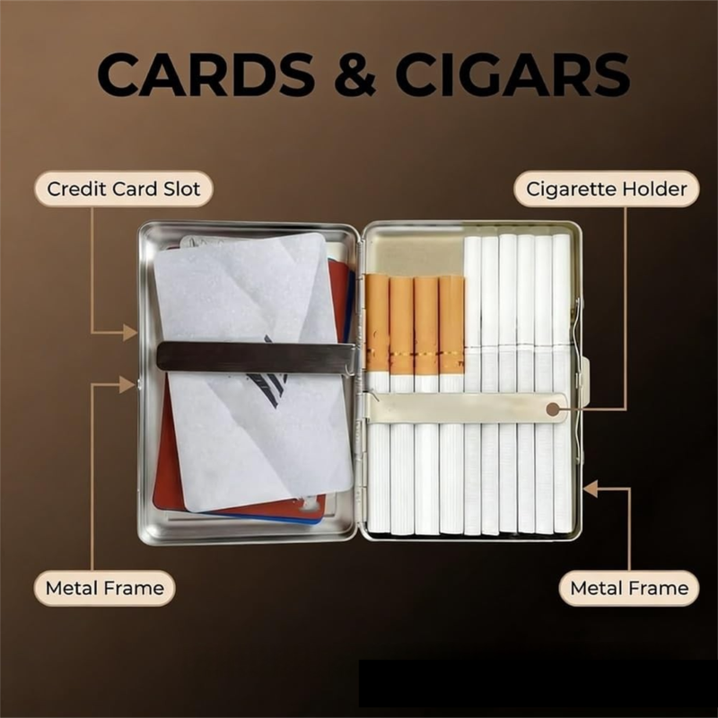Retro Metal Card Cash & Cigarette Case with Fixed Clip - UFO Artistic Slim Wallet (10.3X6X2cm) V888-ELOSUNG45179