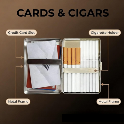 Retro Metal Card Cash & Cigarette Case with Fixed Clip - Crow Artistic Slim Wallet (10.3X6X2cm) V888-ELOSUNG45181
