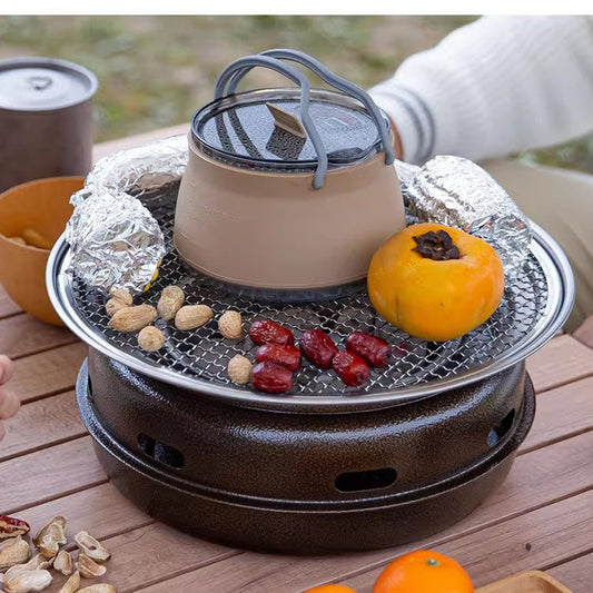 Black 1L Portable Collapsible Camping Kettle - Food-Grade Silicone Body with 304 Stainless Steel Base, V888-ELOSUNG45203