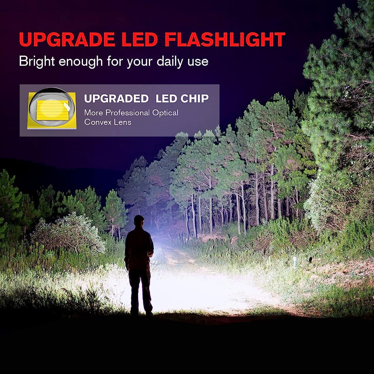 2-Pack High-Powered LED Flashlight with 500m Long Range - Zoomable Focus & Waterproof Tactical Torch - V888-ELOSUNG45222
