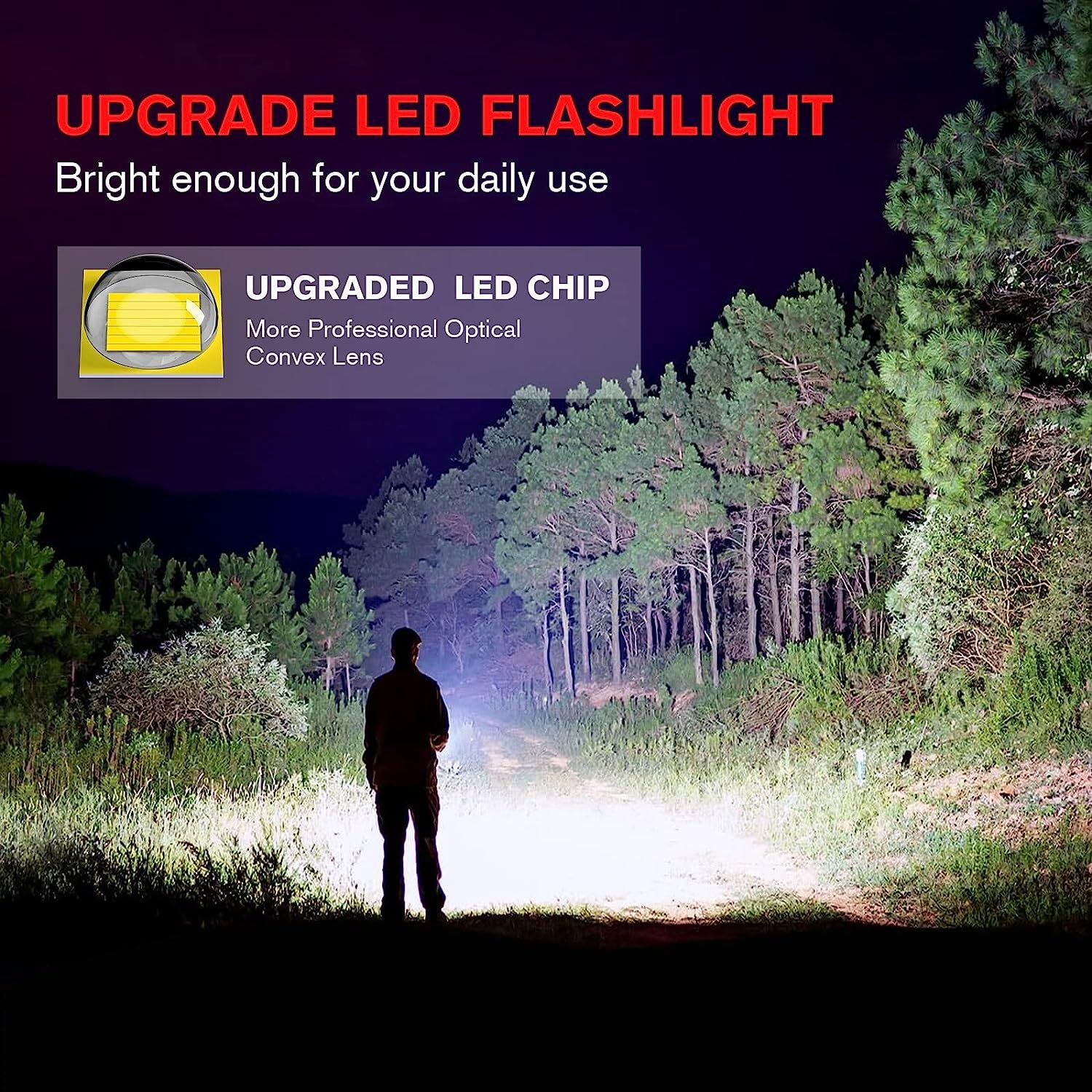 2-Pack High-Powered LED Flashlight with 500m Long Range - Zoomable Focus & Waterproof Tactical Torch - V888-ELOSUNG45222