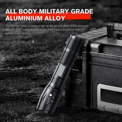 2-Pack High-Powered LED Flashlight with 500m Long Range - Zoomable Focus & Waterproof Tactical Torch - V888-ELOSUNG45222