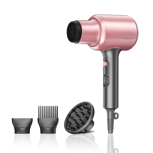 Pink Portable silent Hair Dryer with 3 Heat/Speed Settings and 3 Accessories - High-Power Blow Dryer, 3M Long V888-ELOSUNG45223